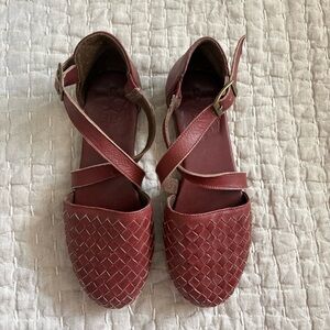 Bali ELF Riviera Woven Leather Flats in Vintage Caramel size 6